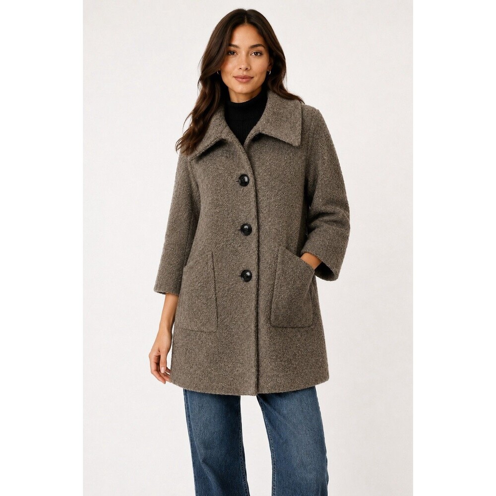 Banana Republic Weave Tweed Wool Trench coat Belted-Buttons-Pockets Sz XS